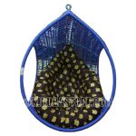 Cane Craft Indoor Outdoor Hanging Blue Swing with Stand and Cushion