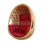 Cane Craft Indoor Outdoor Swing Chair With Red Cushion