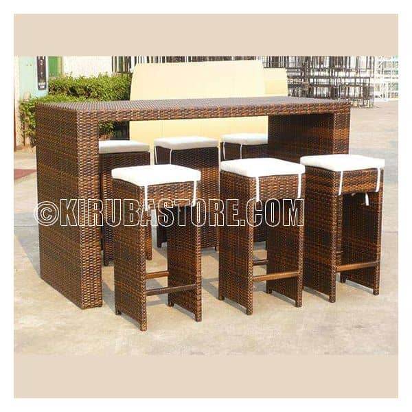 Cane Craft Royal Bar Table + 6 Stool Chairs