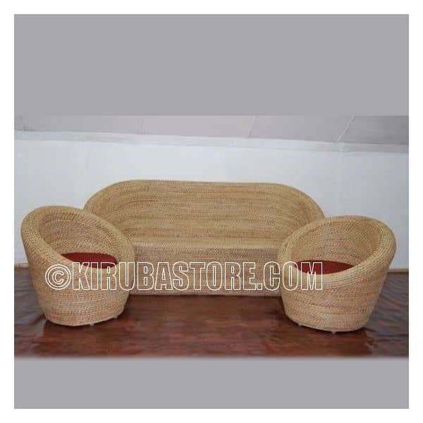 Cane Craft 3 + 1 + 1 Seater Apple Sofa with Glass Teapoy