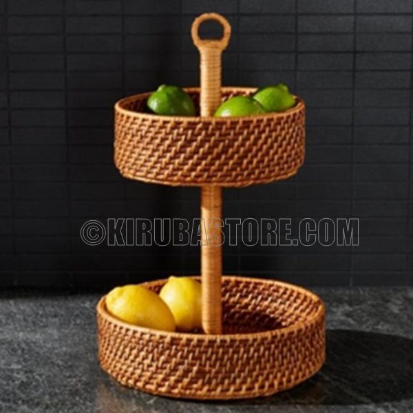 Sujan Cane Two-Step Fruit Tray with Stand
